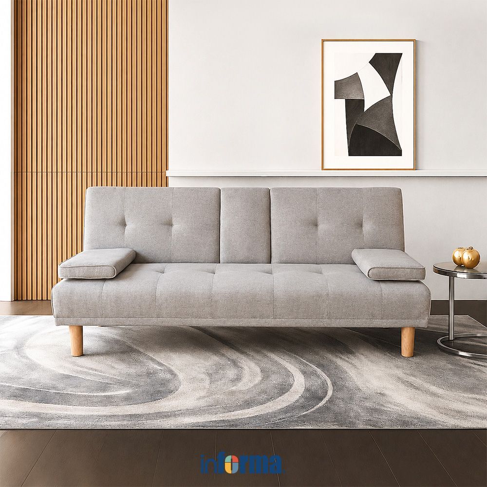 Informa Jeni Sofa Bed Fabric Dengan Console - Krem Beige Sofa Lipat Tempat Tidur Lipat Sofa Minimali