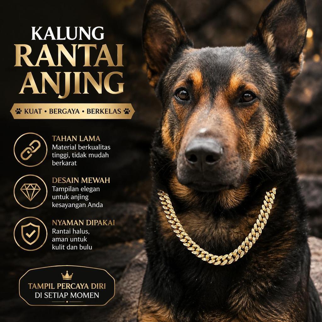 NEW Kalung anjing perak, kalung anjing rantai Kuba berlian, kalung anjing, rantai kucing logam, kalu