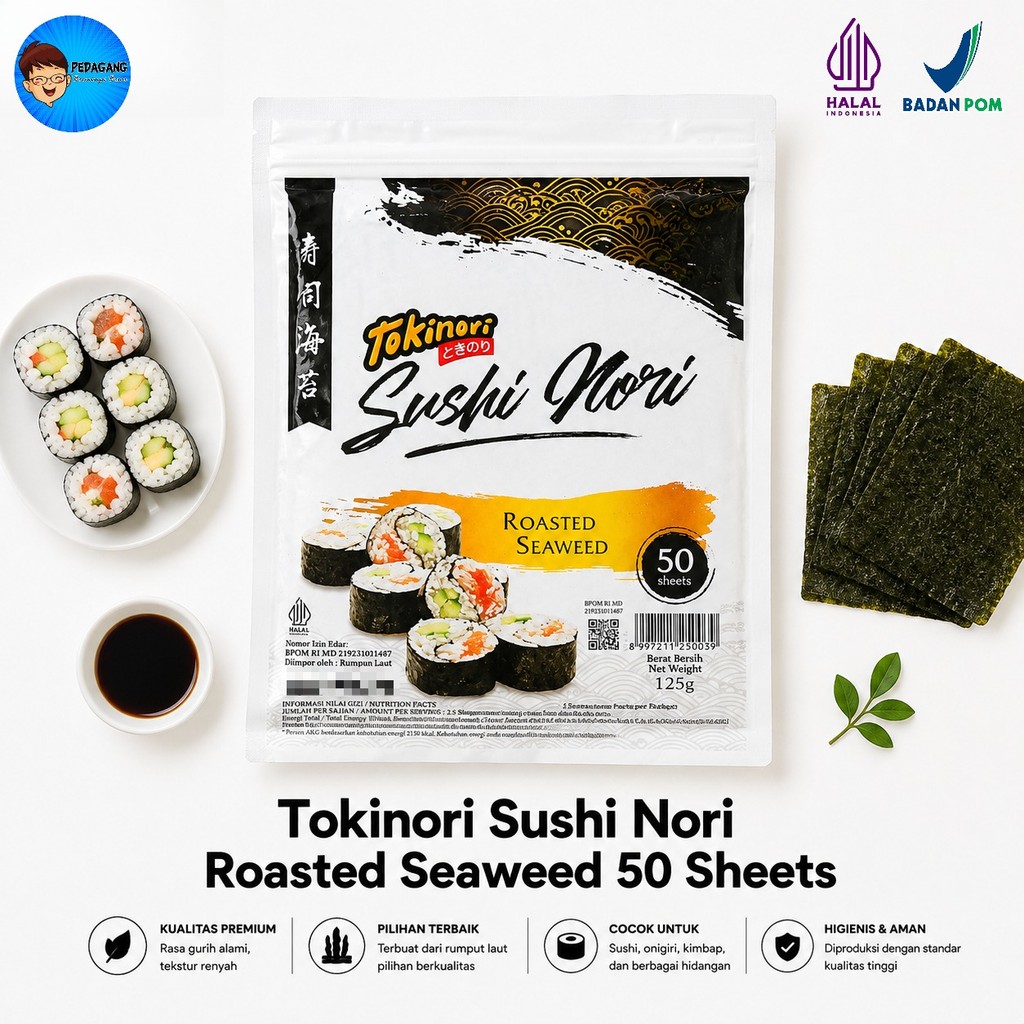 [PBB] Tokinori Sushi Nori Roasted Seaweed 50Sheet / Nori Sushi 50 Lembar / Rumput Laut Sushi / Nori 