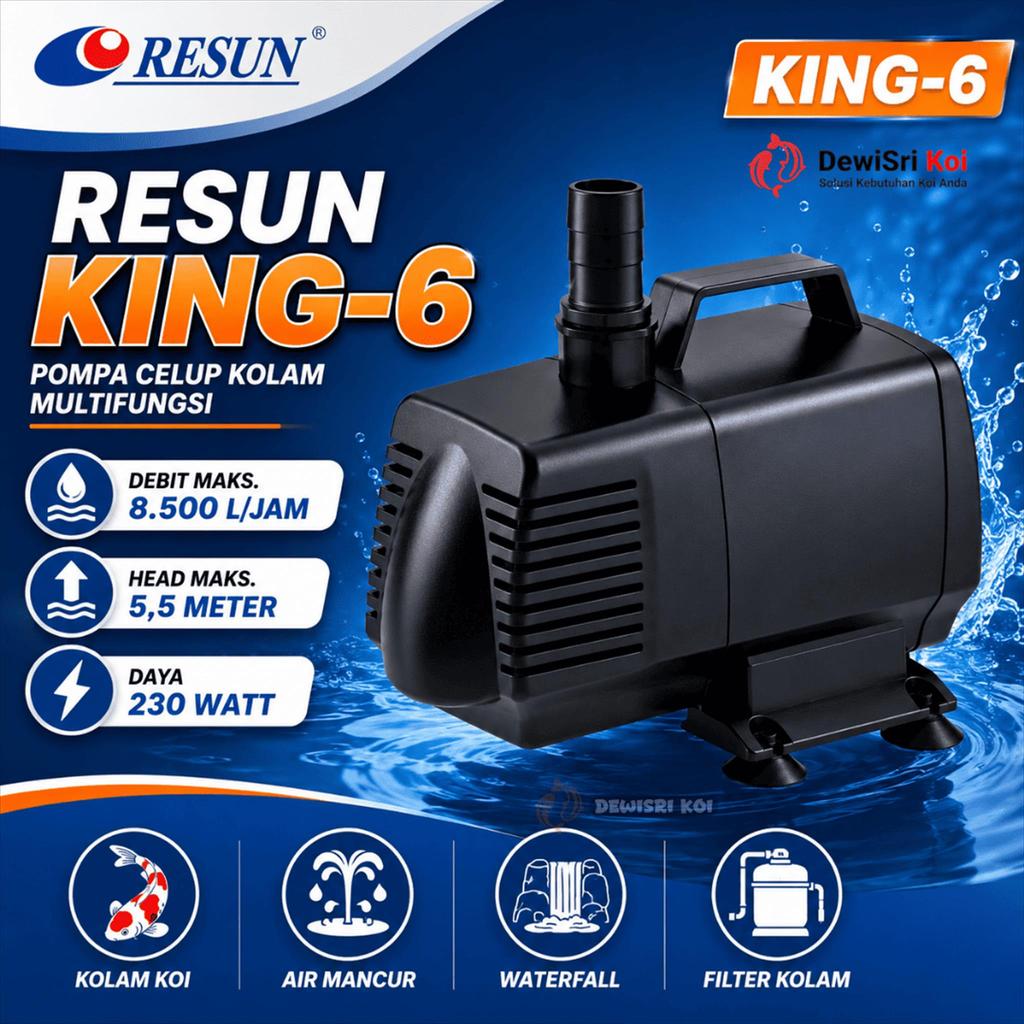 Pompa Celup Resun King-6 8500L/H 230W Pompa Kolam Koi Air Mancur