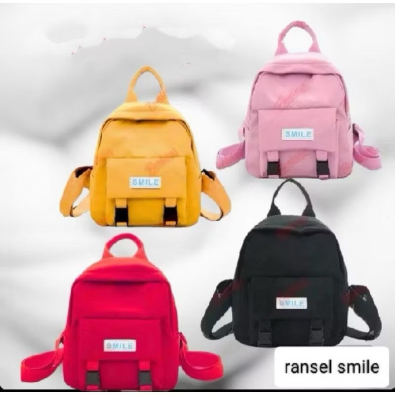 Tas Ransel Wanita Mini Kanvas Motif Sapi Kekinian