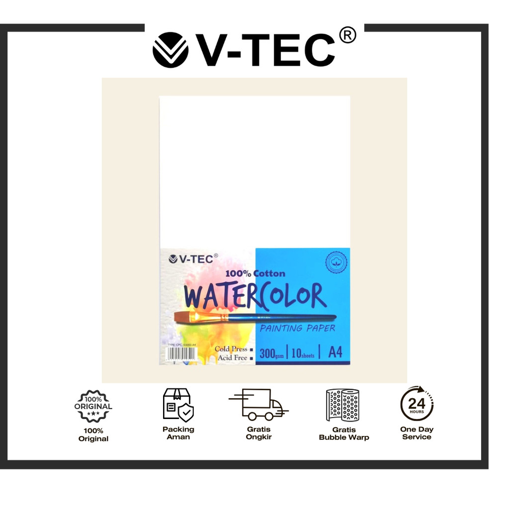 

V-TEC WATERCOLOR PAPER TYPE CPC 103003/A4 // WCB 103002/A4 // WCP20011/A4 // WCB 103001/A5 // WCB 103000/A6 PACK