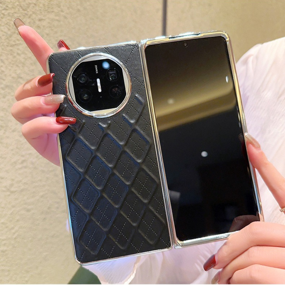 Kasus Telepon Layar Lipat untuk Vivo X Fold3 Pro X Fold2 Xfold Diamond Grid Pattern PU Kulit Shell u