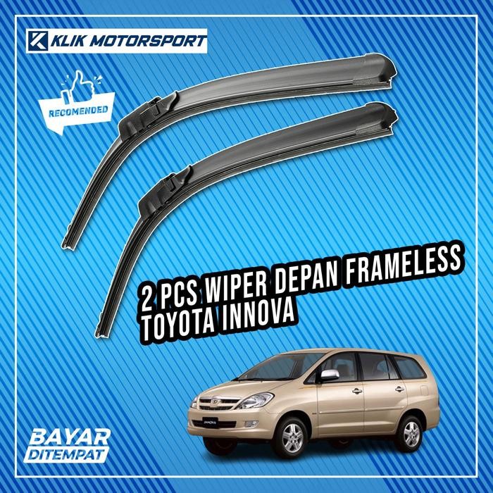 Wiper Innova 2004 - 2014 / Wiper Mobil Frameless - 1 Set Depan 2 Pcs - 2004 - 2014 >motorvaganza<