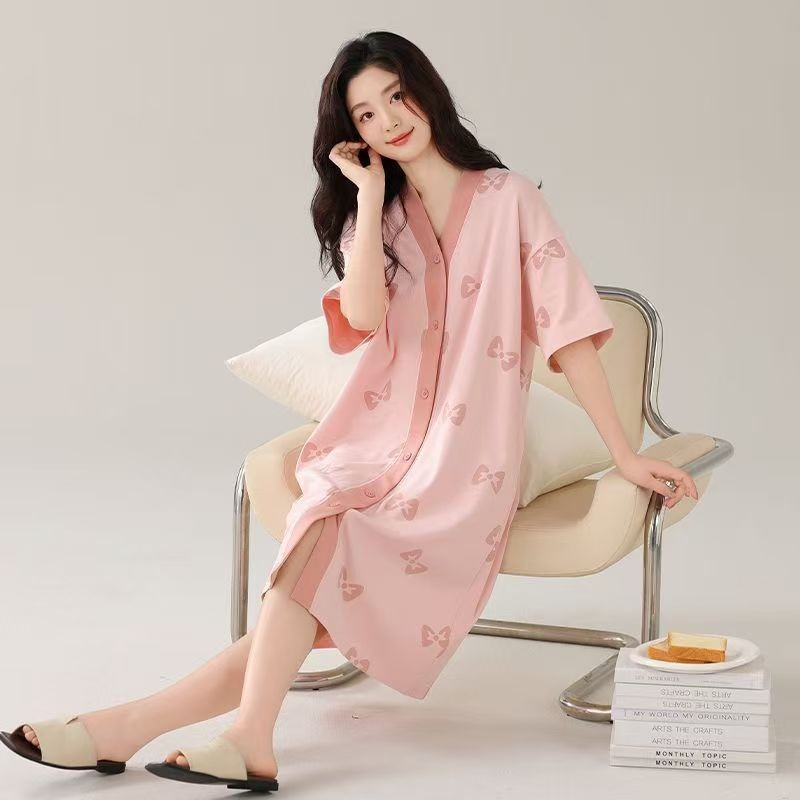 LAPAKSHOP Piyama Gaun Wanita  Import, V-Neck, Efek Menurunkan Berat Badan, Kain Nafas Nyaman/daster/