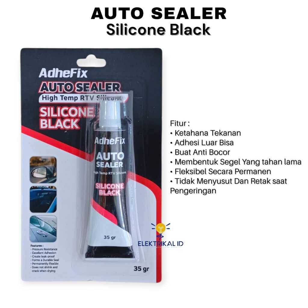 ADHEFIX Lem Auto Sealer 35 Gram Hitam / Lem Silicone Hitam / Lem Bemper Kaca Mobil KECIL