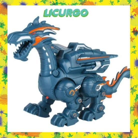 MAINAN SPRAY DRAGON ROBOT DINOSAURUS NAGA ASAP DINOSAUR LED THUNDER - DINO SPRAY BIRU