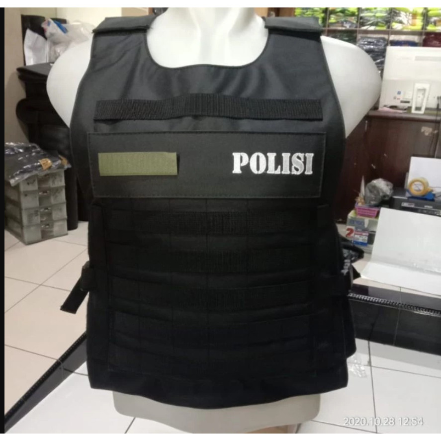 Rompi Polisi Hitam Tebal Rompi Pelampung Dada