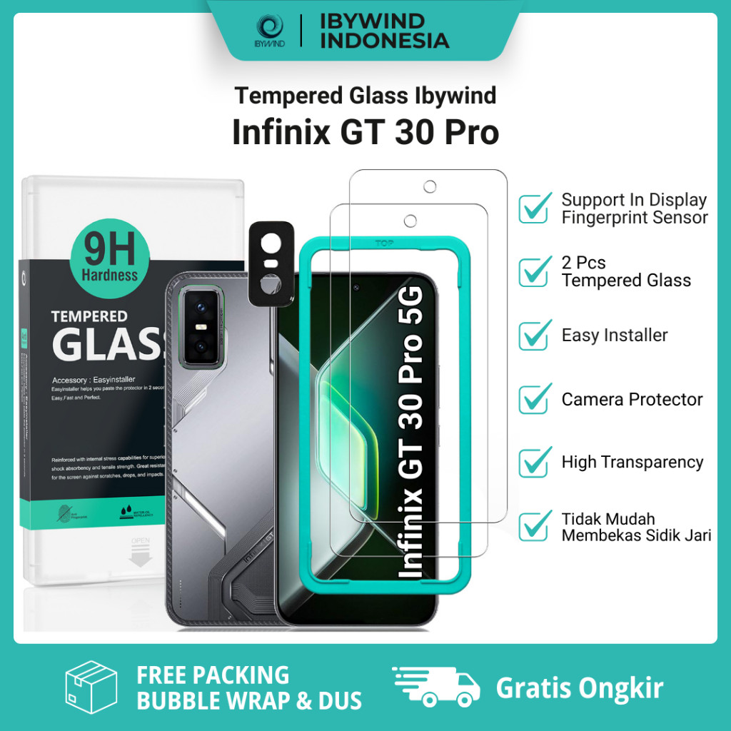 UniqueStyle Tempered Glass Ibywind untuk Infinix GT 30 Pro 5G dengan Alat Bantu Pasang Pelindung Lay