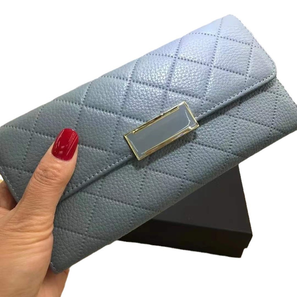 Top Layer Long Wallet for Women 2022New Style Chanel-inspired Quilted Soft Leather Wallet for Phone 