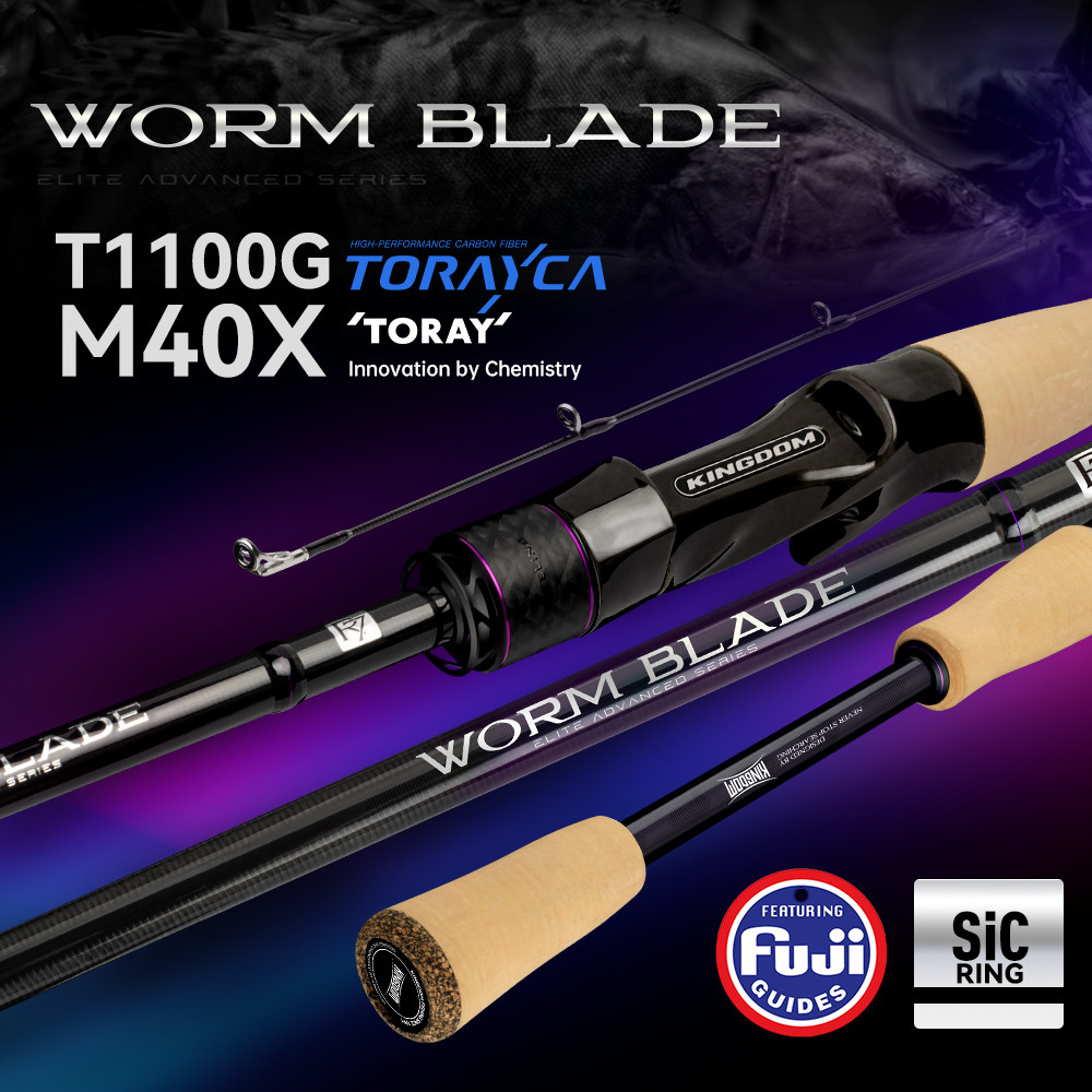 Kingdom Worm Blade Fishing Rod 1.95m 1.98m 2.01m 2.04m L/ML/M/MH Fuji Guide Ring Toray 33T+40T Carbo