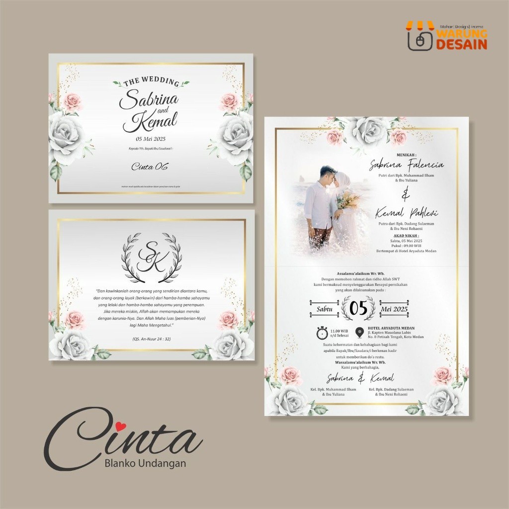Cetak Undangan Pernikahan Murah Kekinian | Undangan Simple Elegan | Undangan Unik Cinta 06