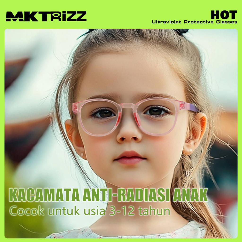 SAMULSHOP MKTRIZZ Kacamata Anti Radiasi Anak Photochromic Kacamata Minus Normal Silikon Perempuan La