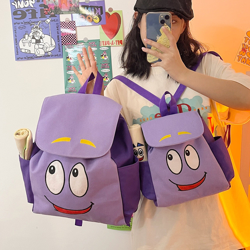 Kawaii Disney Dora The Explorer Backpack Cartoon New Dora Map Large Capacity Messenger Bag Student A