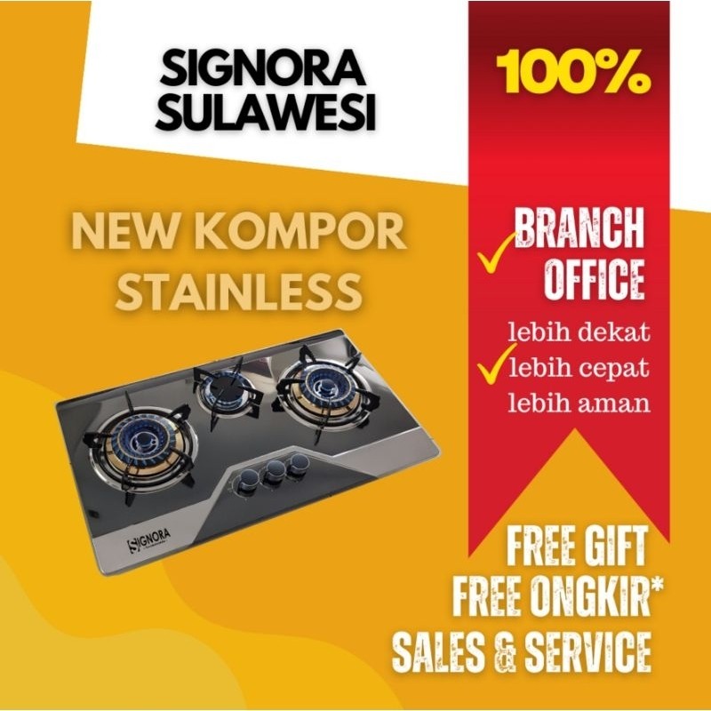 Kompor Gas Stainless Signora 2 Tungku Sulawesi