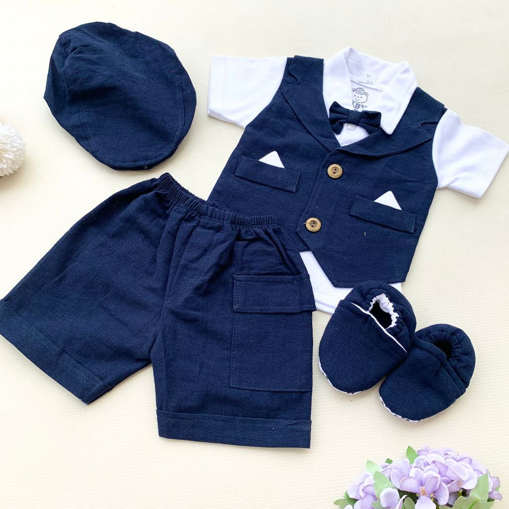 CLEARSHOP QUEBEECLOTH BAJU BAYI LAKI LAKI 0 6 BULAN BAYI NEWBORN SETELAN BAYI COWOK ROMPI PESTA BAYI