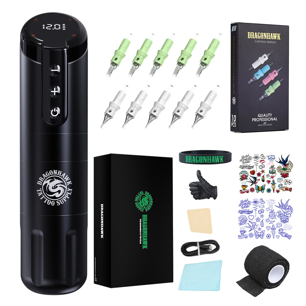 Dragonhawk X2 Wireless Tattoo Machine s Full Kits Rotary Pen Complete Set Beginner Tattoo Supplies