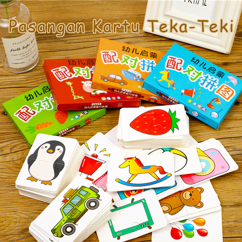 Puzzle Flashcard Matching Card Anak Mainan Kognitif Kartu Memori  Edukasi Puzzle Kartu