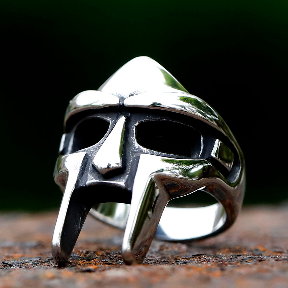 Vintage Classic Goth Hip Hop Mf Doom Mask Rings For Men Boys Punk Egyptian Pharaoh Stainless Steel R