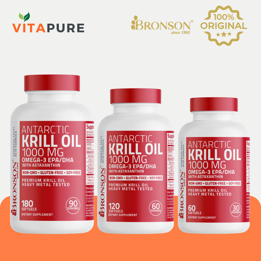 Bronson Antarctic Krill Oil 1000MG Omega-3 EPA/DHA Astaxanthin