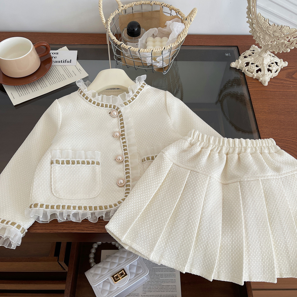 Set Rok Lipit Fashion Bayi Gaya Chanel Kecil