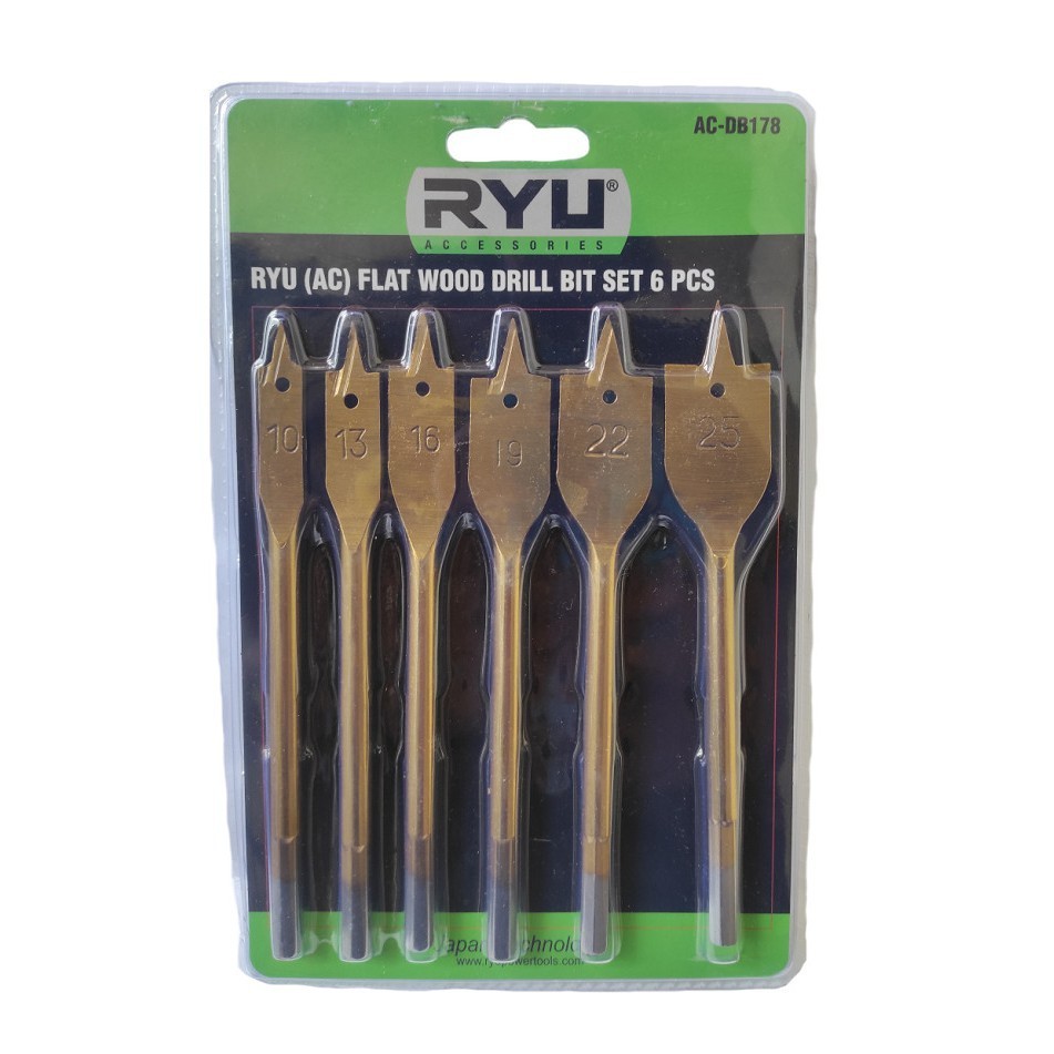 Mata Bor Kayu Kipas Set 6 pcs Ryu/ flat wood drill bit set 6 pcs - mata bor kayu kipas - bor kayu