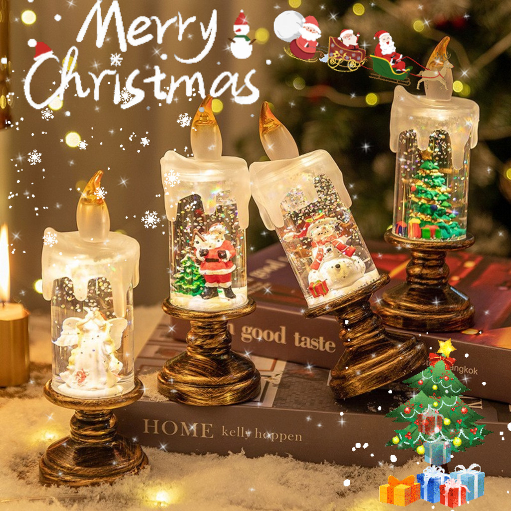 Christmas Candle Lights LED Model Lilin Santa Lampu Lilin LED Hiasan Natal Tears Alas Candle