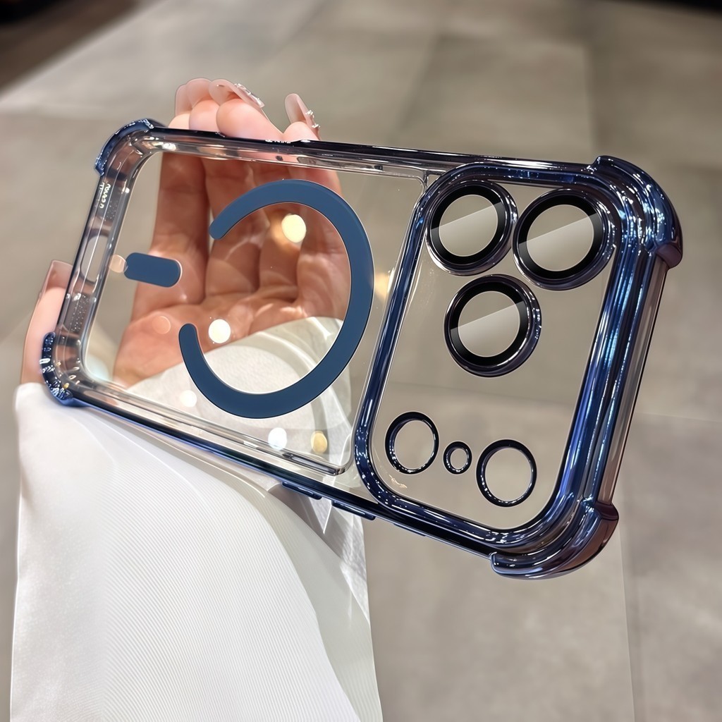 New 17promax Casing Luxury Starlight Blue Magsafe Airbag Acrylic Clear Phone Case for iPhone 17 17Ai