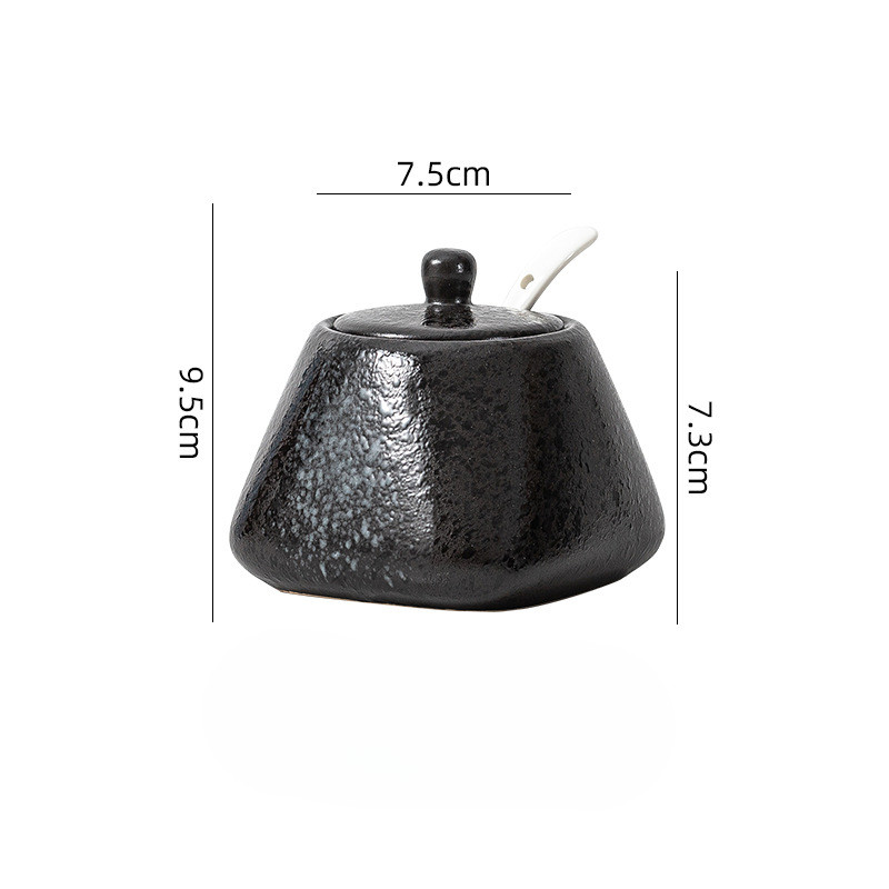 Japanese Ceramic Seasoning Jar Set Hotel Restaurant Seasoning Jar with Lid Salt Jar Home Kitchen Sea