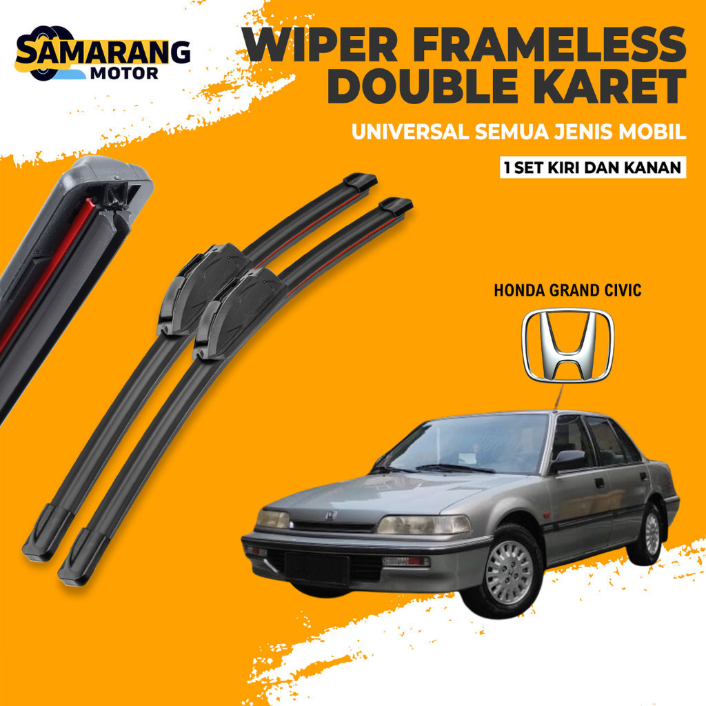 Wiper Blade Honda Grand Civic Double Karet Pembersih Kaca Depan Mobil 1 Set Kiri dan Kanan