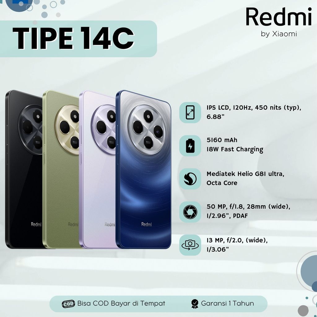 HP XIAOMI REDMI 14C RAM 8+256GB Smartphone Android GARANSI