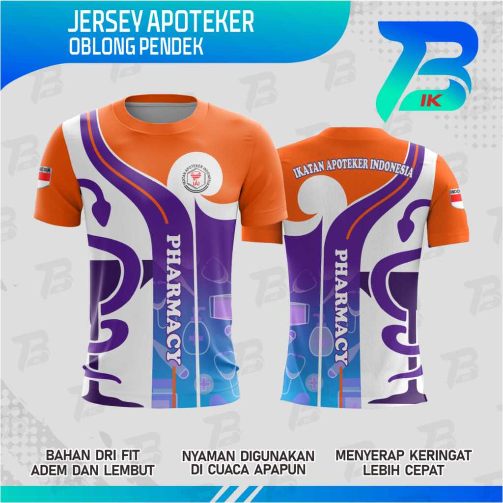 JERSEY OBLONG APOTEKER PENDEK / KAOS APOTEKER DRYFIT / JERSEY APOTEKER FULLPRINT