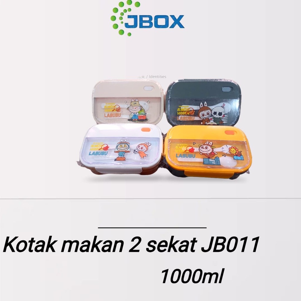 JBOX JB011 Labubu Lunch Box Kotak Makan 1000ML 2 Sekat Gratis Sendok Garpu