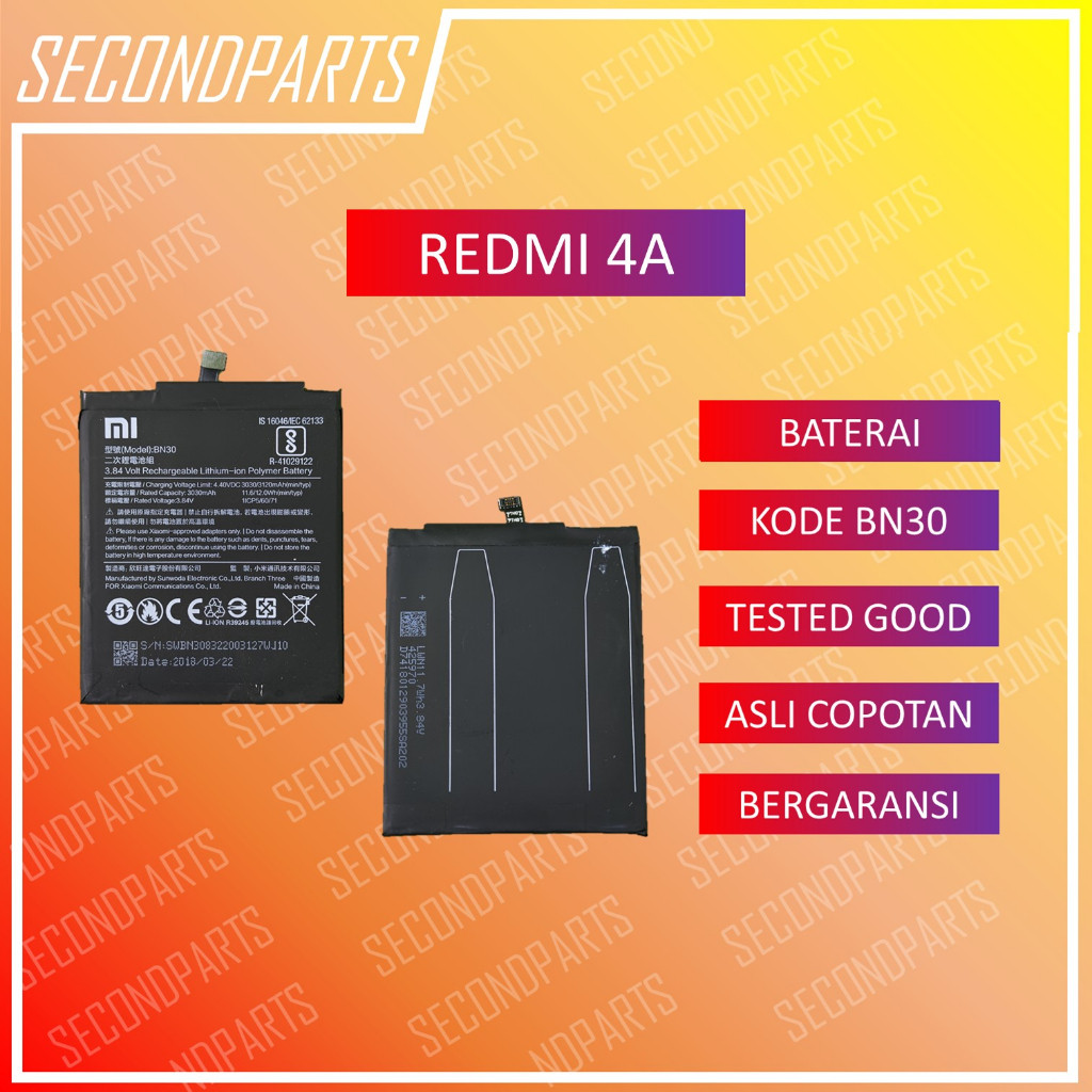 BATERAI BATRE BATTERY REDMI 4A BN30 ORIGINAL COPOTAN