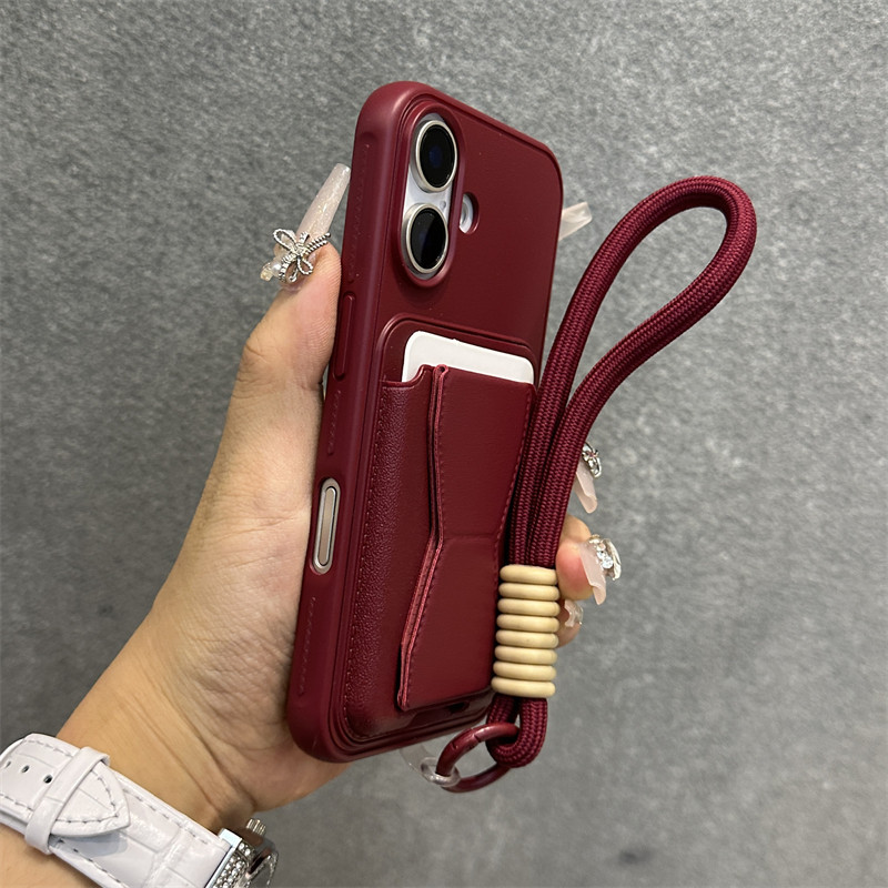 Slot Kartu Kredit Dompet Mode Kembali Dengan Penutup Lanyard Untuk iPhone 13 12 11 14 15 16 Pro Max 