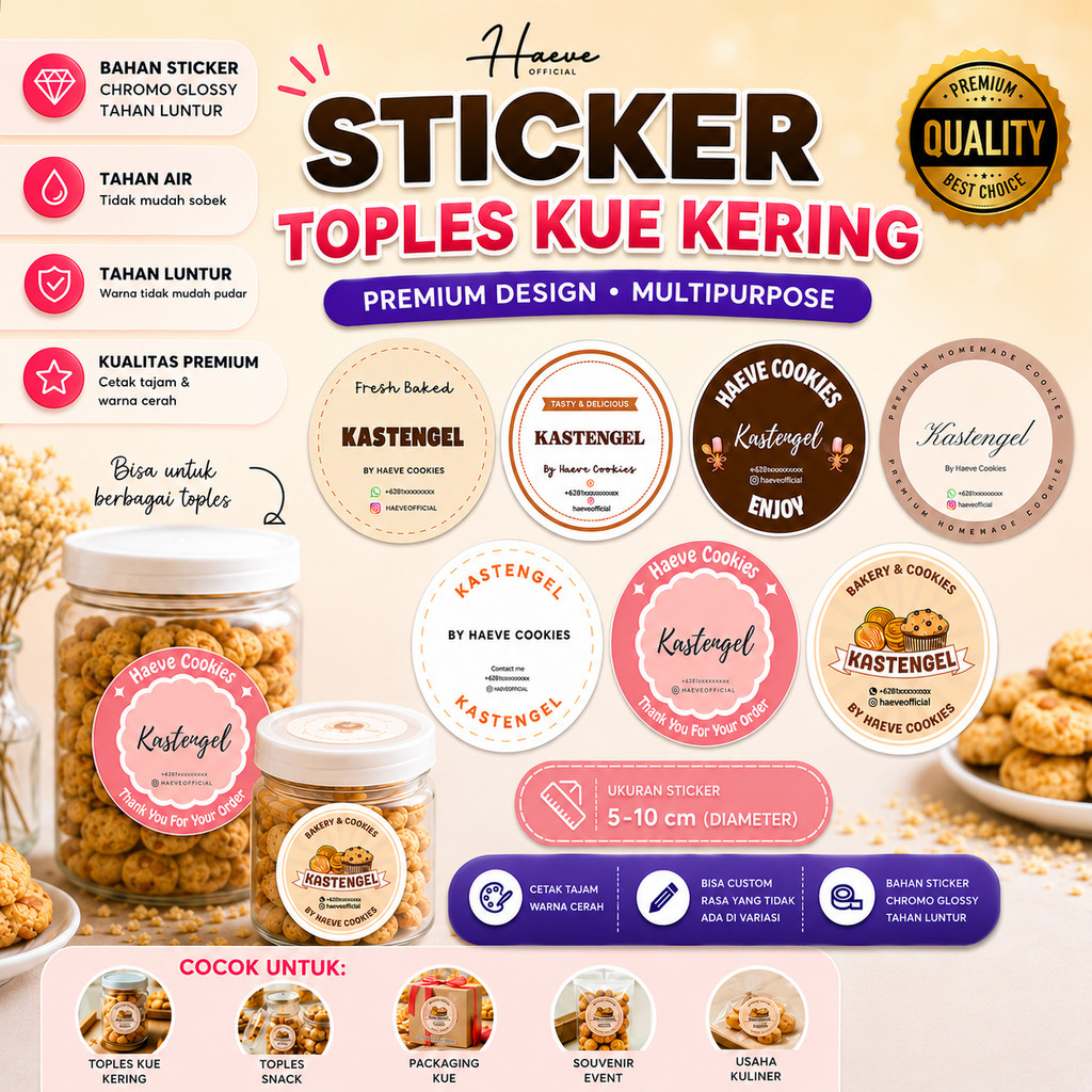 Sticker Toples Kue Kering Label Kemasan Toples Kue Sticker Kue Kering Lebaran Sticker Kue Estetik