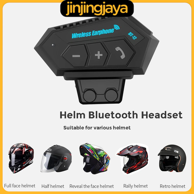 Headset Helm Bluetooth Call Music Waterproof 500mAh - BT-12
