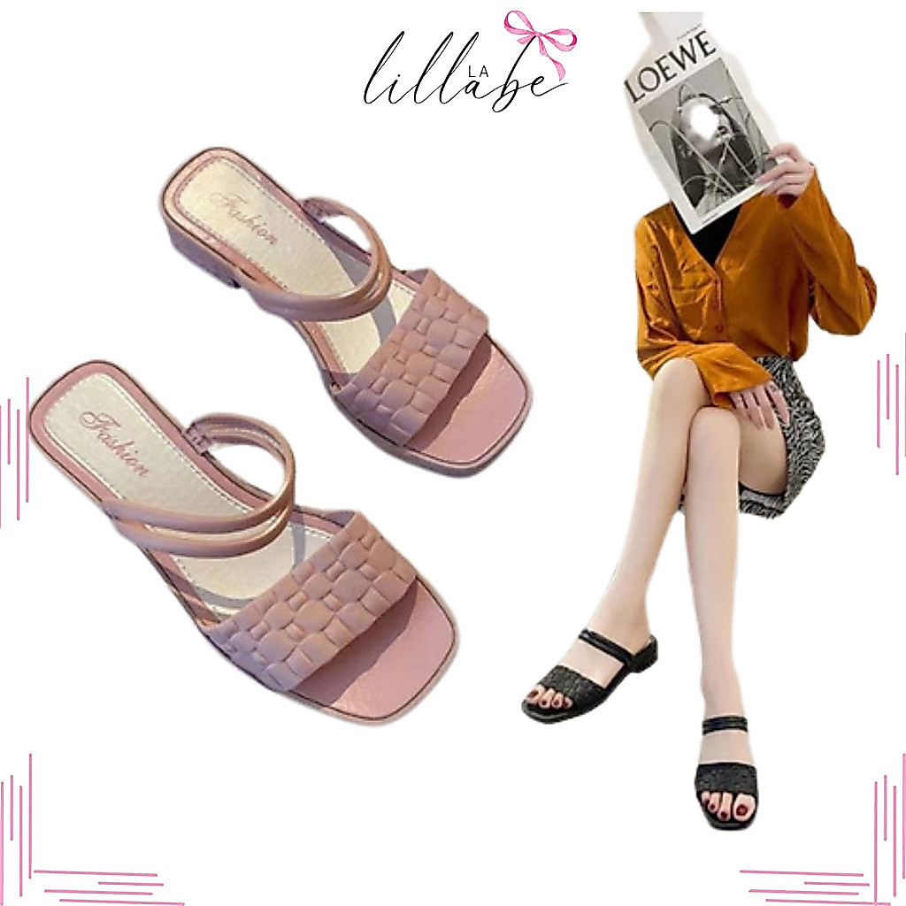 LILA - SANDAL SEPATU WEDGES WANITA SP41 MOTIF KULIT BUAYA SANDAL HEELS SLOP JELLY