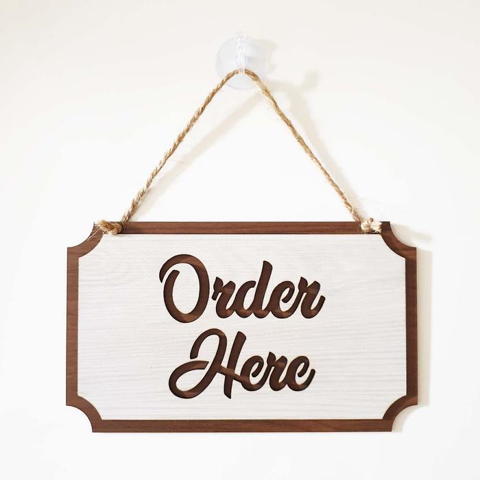 Gantungan Sign Cafe / Resto - Order Here Kotak