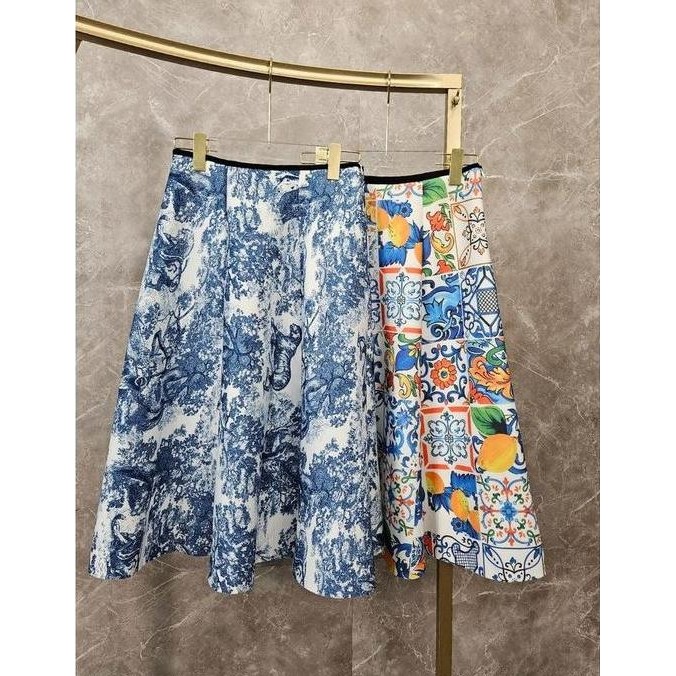[BW107] - Bawahan Rok Midi Scuba Perempuan Import Motif Full Print JMS