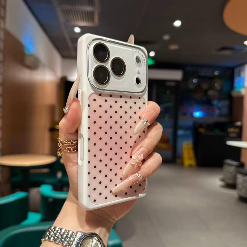 New Casing HP kotak polkadot mewah untuk iPhone 17 Pro Max, 16, 15, 14 Pro Max, 13 Pro, 13