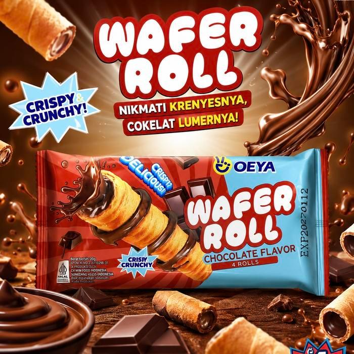 OEYA Wafer Roll 1 DUS ( 10 + GRATIS 5 ) by Sadewa Snack | Wafer Renyah Dengan Isian Melimpah | Rasa 