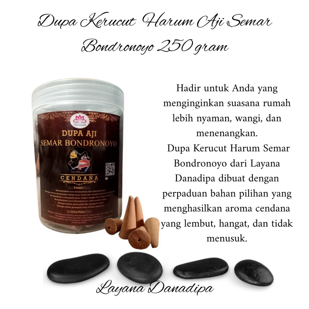 Dupa Kerucut Harum Semar Bondronoyo Cendana 250gr | Isi ±50 | Asap Bawah & Atas – Layana Danadipa