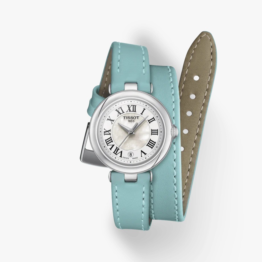 Tissot Bellissima Small Lady Light Blue Leather Jam Wanita T1260101611300
