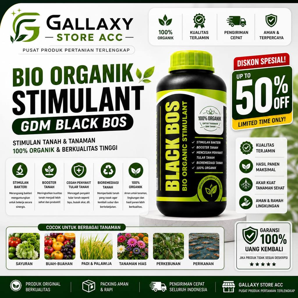 Bio Organic Stimulant GDM Black BOS 1Kg Pupuk Organik Cair Perangsang Akar Booster Tanah Penyubur Ta