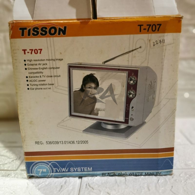 III MINI VINTAGE TV BLACK WHITE TISSON T707 TELEVISI HITAM PUTIH JADUL KECIL AV JACK KARAOKE AC DC M