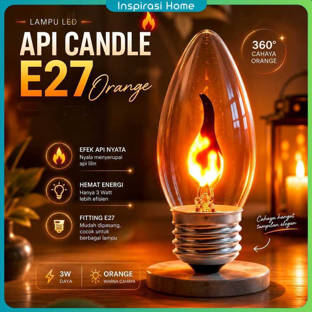 TaffLED Lampu Bohlam LED Api Flickering Candle Light E27 Orange 3W - OM-BB-3W