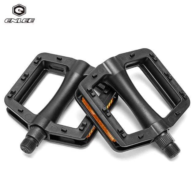 Foto Enlee Pedal Flat Tapak Lebar Bearing Sepeda Nylon PP dengan Reflector