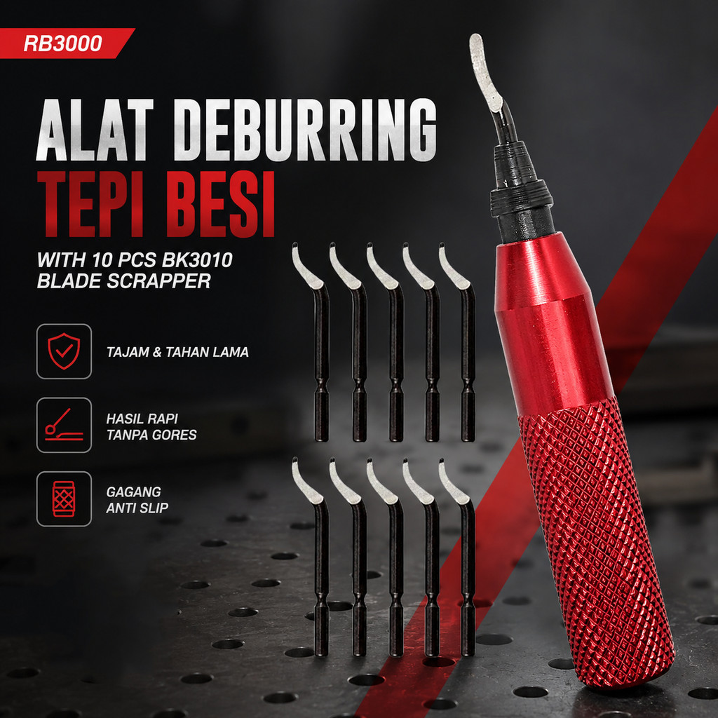 NEIL Alat Deburring Tepi Besi Pipa with 10 PCS BK3010 Blade Scrapper - RB3000 - GNX