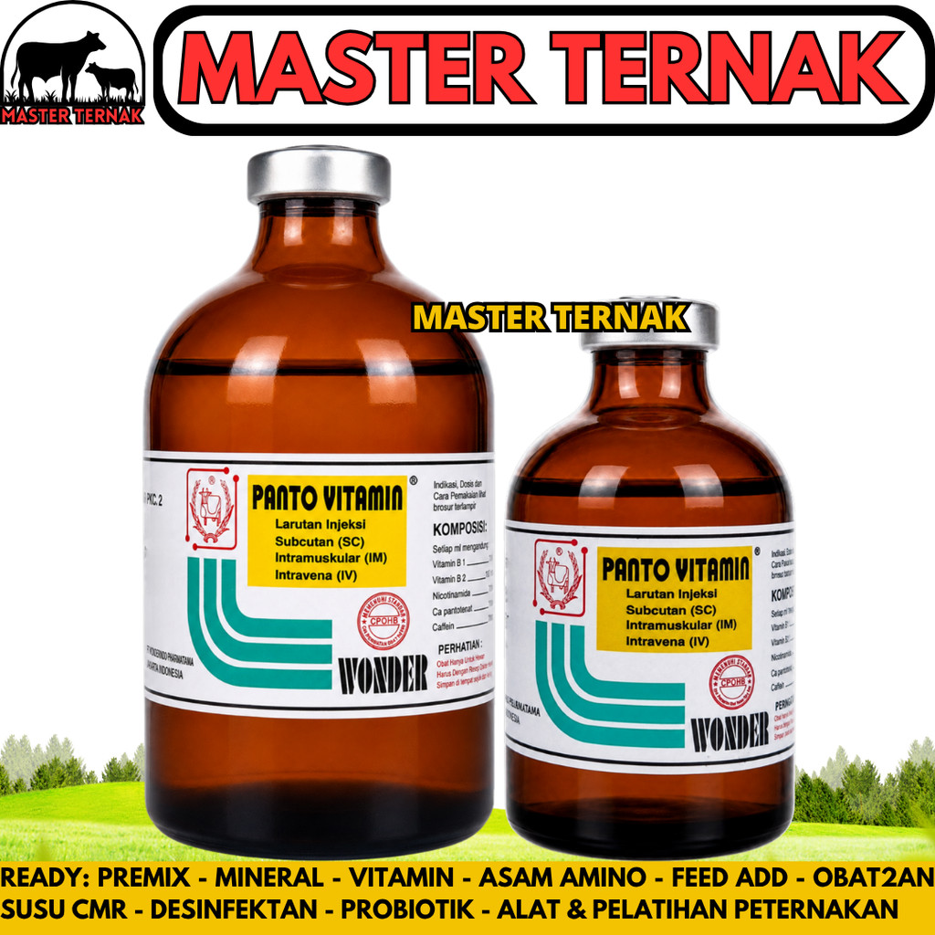 PANTO VITAMIN 100ML & 50ML WONDER - Multivitamin Hewan Injeksi Vitamin Pertumbuhan Penggemuk Nafsu M